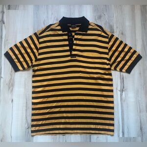 Rare Paul & Shark Yachting Yellow and Navy Striped Polo Shirt Made in Italy